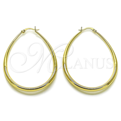 Argolla Mediana 02.122.0092.45 Oro Laminado, Diseño de Gota y Hueco, Pulido, Tono Dorado