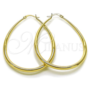 Argolla Grande 02.122.0092.50 Oro Laminado, Diseño de Gota y Hueco, Pulido, Tono Dorado