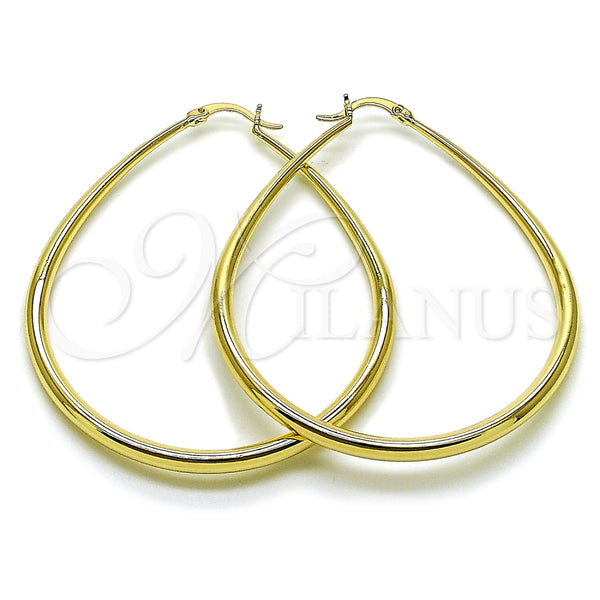 Argolla Grande 02.122.0092.55 Oro Laminado, Diseño de Gota y Hueco, Pulido, Tono Dorado