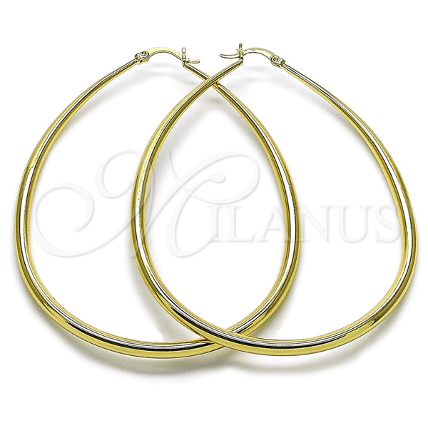 Argolla Extra Grande 02.122.0092.65 Oro Laminado, Diseño de Gota y Hueco, Pulido, Tono Dorado