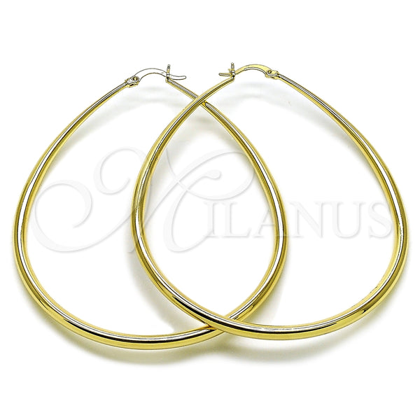Argolla Extra Grande 02.122.0092.70 Oro Laminado, Diseño de Gota y Hueco, Pulido, Tono Dorado