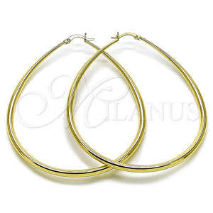 Argolla Extra Grande 02.122.0092.70 Oro Laminado, Diseño de Gota y Hueco, Pulido, Tono Dorado