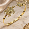 Aro Individual 07.413.0006 Oro Laminado, Diseño de Tortuga, Pulido, Tono Dorado (Grosor 04 MM, Talla Unica)