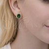 Arete Dormilona 02.156.0742.2 Oro Laminado, Diseño de Cluster, con Verde and Blanca Zirconia Cubica, Pulido, Tono Dorado