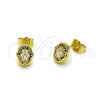 Arete Dormilona 02.156.0709.1 Oro Laminado, Diseño de Cluster, con Blanca Zirconia Cubica and Multicolor Micro Pave, Pulido, Tono Dorado
