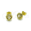 Arete Dormilona 02.156.0745 Oro Laminado, Diseño de Cluster, con Blanca Zirconia Cubica and Multicolor Micro Pave, Pulido, Tono Dorado