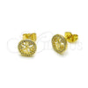 Arete Dormilona 02.156.0747 Oro Laminado, Diseño de Ãrbol, con Blanca Zirconia Cubica, Pulido, Tono Dorado