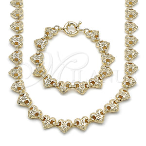 Collar y Pulsera 06.418.0001.18 Oro Laminado, Diseño de Corazón y Ancla, Pulido, Tono Dorado