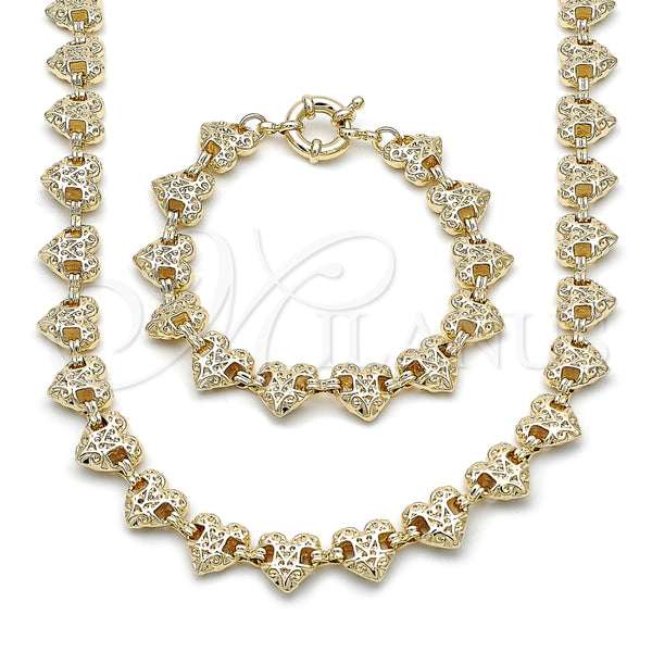 Collar y Pulsera 06.418.0001.18 Oro Laminado, Diseño de Corazón y Ancla, Pulido, Tono Dorado