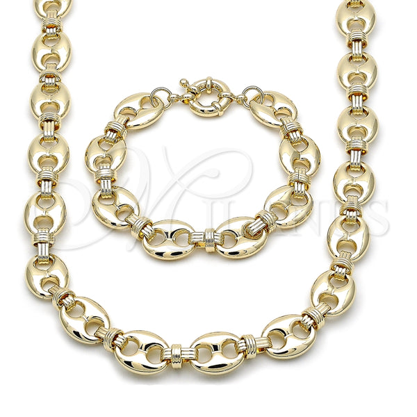 Collar y Pulsera 06.418.0002.18 Oro Laminado, Diseño de Puff Mariner, Pulido, Tono Dorado