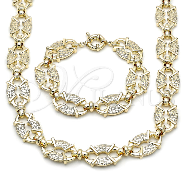 Collar y Pulsera 06.418.0003.18 Oro Laminado, Diseño de Puff Mariner, Pulido, Tono Dorado