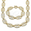 Collar y Pulsera 06.418.0003.18 Oro Laminado, Diseño de Puff Mariner, Pulido, Tono Dorado