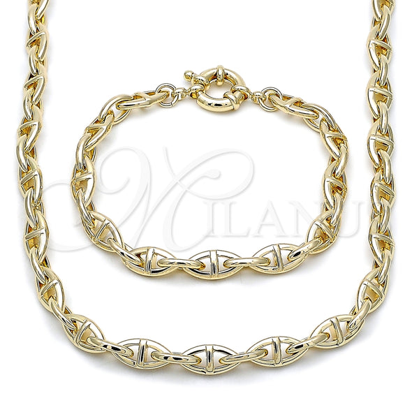 Collar y Pulsera 06.418.0004.18 Oro Laminado, Diseño de Puff Mariner y Mariner, Pulido, Tono Dorado