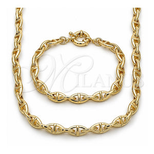 Collar y Pulsera 06.418.0004.18 Oro Laminado, Diseño de Puff Mariner y Mariner, Pulido, Tono Dorado