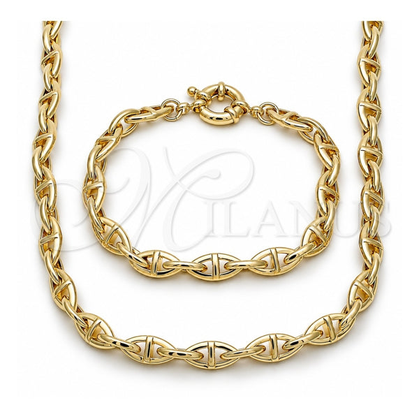 Collar y Pulsera 06.418.0004.18 Oro Laminado, Diseño de Puff Mariner y Mariner, Pulido, Tono Dorado
