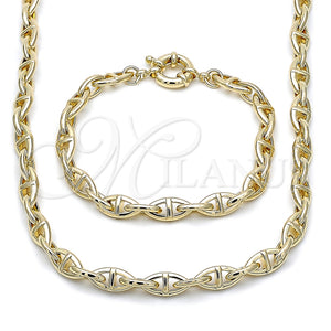Collar y Pulsera 06.418.0004.18 Oro Laminado, Diseño de Puff Mariner y Mariner, Pulido, Tono Dorado