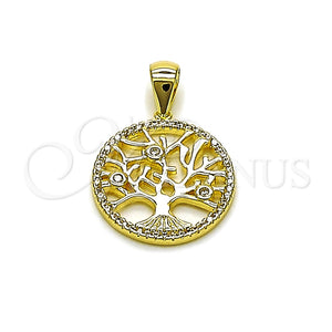 Dije Elegante 05.156.0215 Oro Laminado, Diseño de Ãrbol, con Blanca Zirconia Cubica and Blanca Micro Pave, Pulido, Tono Dorado