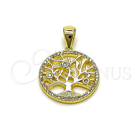 Dije Elegante 05.156.0215 Oro Laminado, Diseño de Ãrbol, con Blanca Zirconia Cubica and Blanca Micro Pave, Pulido, Tono Dorado