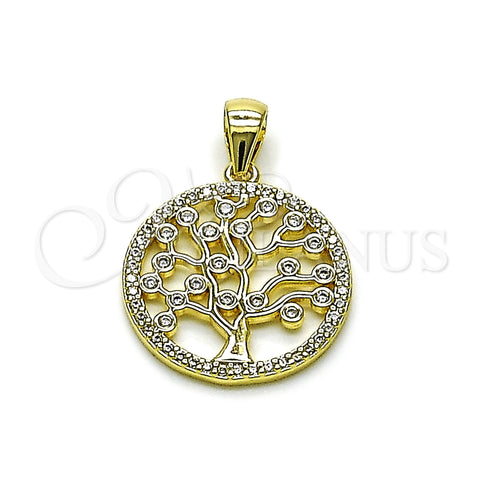 Dije Elegante 05.156.0217 Oro Laminado, Diseño de Ãrbol, con Blanca Zirconia Cubica, Pulido, Tono Dorado