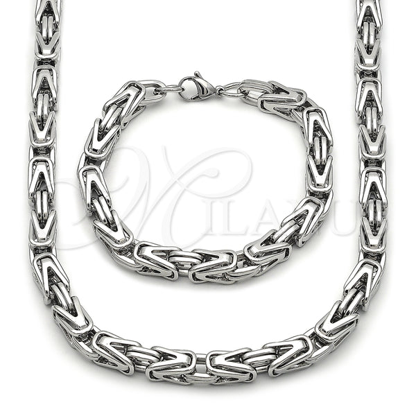 Collar y Pulsera 06.435.0007.22 Acero Inoxidable, Pulido, Tono Plateado