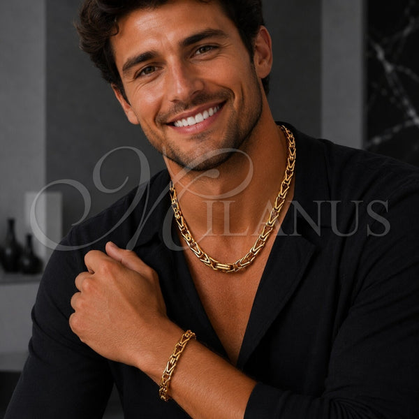 Collar y Pulsera 06.435.0007.2.22 Acero Inoxidable, Pulido, Tono Dorado