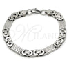 Pulsera Elegante 03.116.0045.1.09 Acero Inoxidable, Diseño de Llave Griega, Pulido, Tono Plateado (09 MM Thickness, 9 Inches Length)