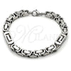 Pulsera Elegante 03.116.0047.09 Acero Inoxidable, Diseño de Llave Griega, Pulido, Tono Plateado (Thickness, 9 Inches Length)