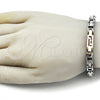Pulsera Elegante 03.116.0047.1.09 Acero Inoxidable, Diseño de Llave Griega, Pulido, Dos Tonos (Thickness, 9 Inches Length)