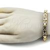 Pulsera Elegante 03.116.0047.2.09 Acero Inoxidable, Diseño de Llave Griega, Pulido, Tono Dorado (Thickness, 9 Inches Length)