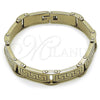 Pulsera Solida 03.116.0048.09 Acero Inoxidable, Diseño de Llave Griega, Pulido, Tono Plateado (Thickness, 9 Inches Length)
