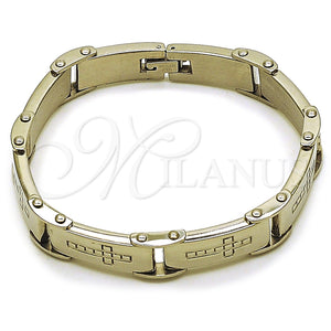 Pulsera Solida 03.116.0049.09 Acero Inoxidable, Diseño de Cruz, Pulido, Tono Plateado (Thickness, 9 Inches Length)