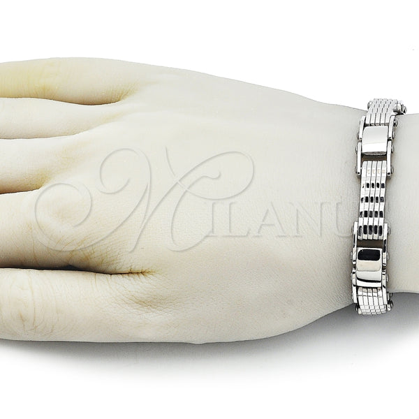 Pulsera Solida 03.116.0050.09 Acero Inoxidable, Pulido, Tono Plateado (Thickness, 9 Inches Length)