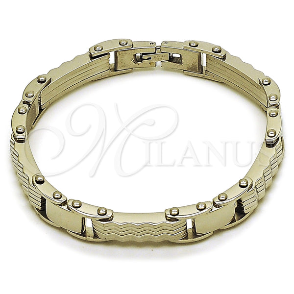 Pulsera Solida 03.116.0050.09 Acero Inoxidable, Pulido, Tono Plateado (Thickness, 9 Inches Length)