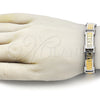 Pulsera Solida 03.116.0051.09 Acero Inoxidable, Diseño de Jesus, Pulido, Dos Tonos (Thickness, 9 Inches Length)