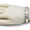 Pulsera Solida 03.116.0052.09 Acero Inoxidable, Diseño de Llave Griega, Pulido, Dos Tonos (Thickness, 9 Inches Length)