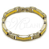 Pulsera Solida 03.116.0052.09 Acero Inoxidable, Diseño de Llave Griega, Pulido, Dos Tonos (Thickness, 9 Inches Length)