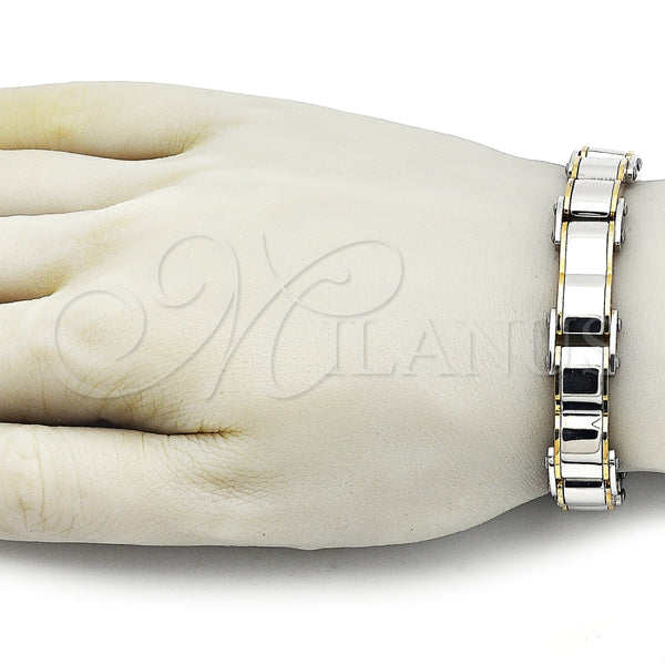 Pulsera Solida 03.116.0053.09 Acero Inoxidable, Pulido, Dos Tonos (Thickness, 9 Inches Length)