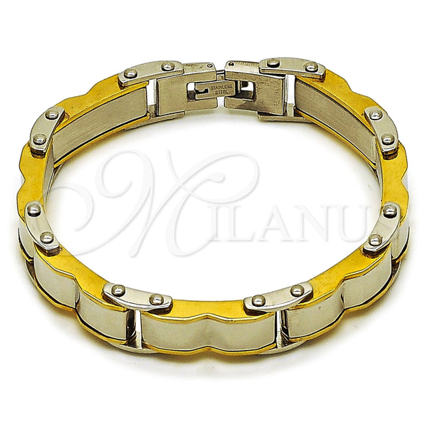Pulsera Solida 03.116.0053.09 Acero Inoxidable, Pulido, Dos Tonos (Thickness, 9 Inches Length)
