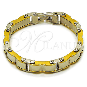 Pulsera Solida 03.116.0053.09 Acero Inoxidable, Pulido, Dos Tonos (Thickness, 9 Inches Length)
