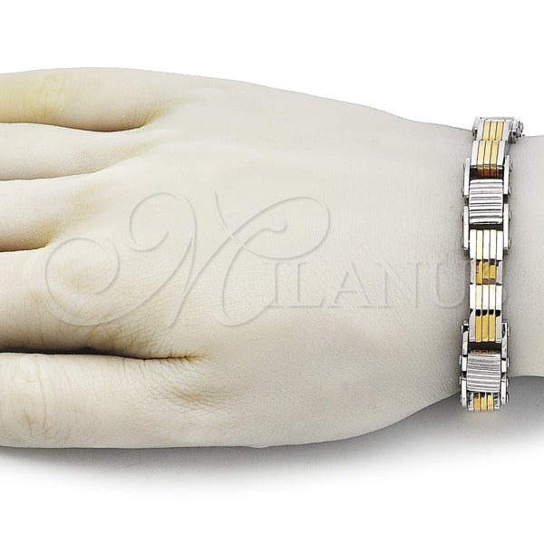 Pulsera Solida 03.116.0054.09 Acero Inoxidable, Pulido, Dos Tonos (Thickness, 9 Inches Length)