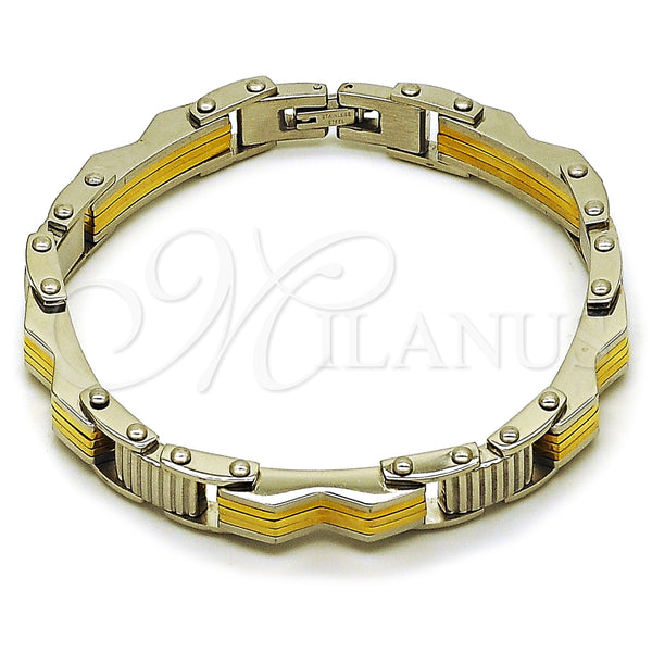 Pulsera Solida 03.116.0054.09 Acero Inoxidable, Pulido, Dos Tonos (Thickness, 9 Inches Length)