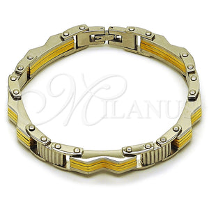 Pulsera Solida 03.116.0054.09 Acero Inoxidable, Pulido, Dos Tonos (Thickness, 9 Inches Length)