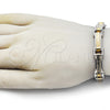 Pulsera Solida 03.116.0055.09 Acero Inoxidable, Diseño de Llave Griega, Pulido, Dos Tonos (Thickness, 9 Inches Length)