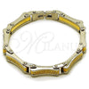 Pulsera Solida 03.116.0055.09 Acero Inoxidable, Diseño de Llave Griega, Pulido, Dos Tonos (Thickness, 9 Inches Length)