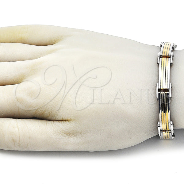 Pulsera Solida 03.116.0056.09 Acero Inoxidable, Pulido, Dos Tonos (Thickness, 9 Inches Length)