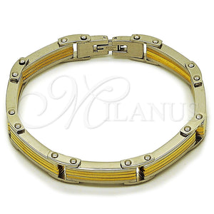 Pulsera Solida 03.116.0056.09 Acero Inoxidable, Pulido, Dos Tonos (Thickness, 9 Inches Length)