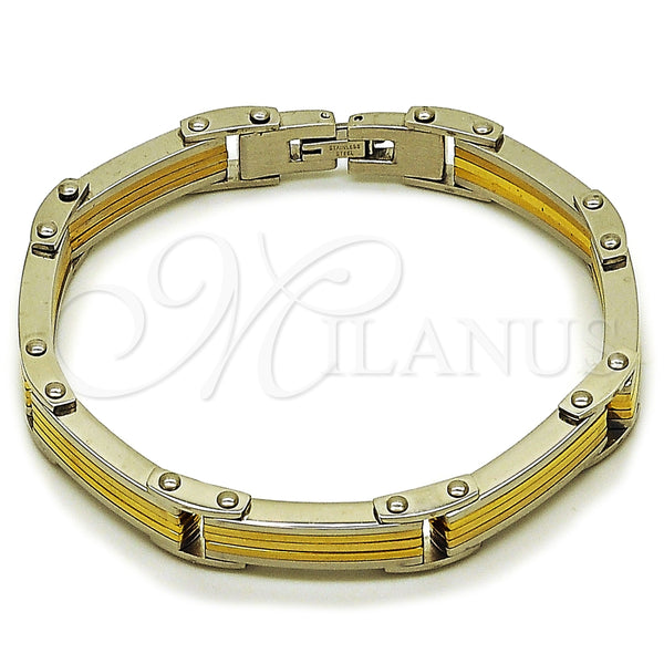 Pulsera Solida 03.116.0056.09 Acero Inoxidable, Pulido, Dos Tonos (Thickness, 9 Inches Length)