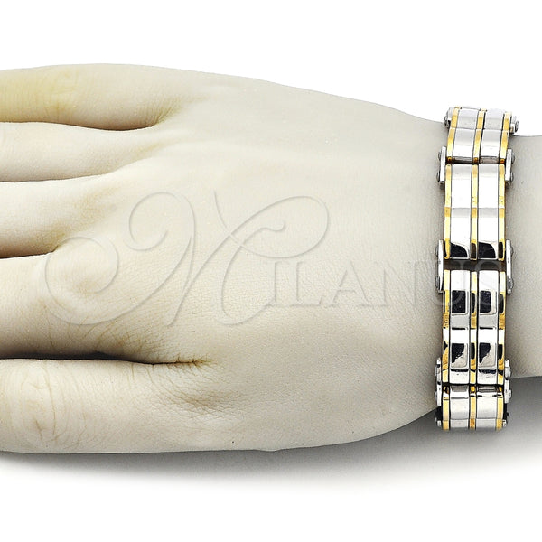 Pulsera Solida 03.116.0058.09 Acero Inoxidable, Pulido, Dos Tonos (Thickness, 22 Inches Length)
