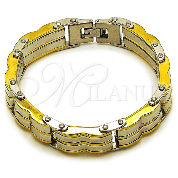 Pulsera Solida 03.116.0058.09 Acero Inoxidable, Pulido, Dos Tonos (Thickness, 22 Inches Length)