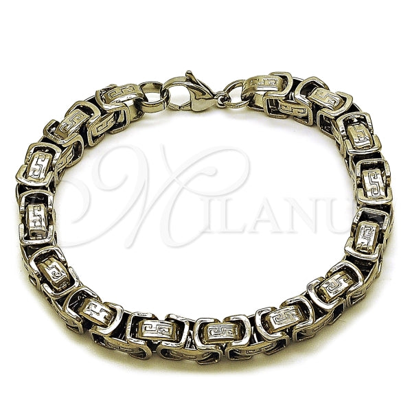 Pulsera Elegante 03.115.0019.09 Acero Inoxidable, Diseño de Llave Griega y Box, Diseño de Llave Griega, Pulido, Acero